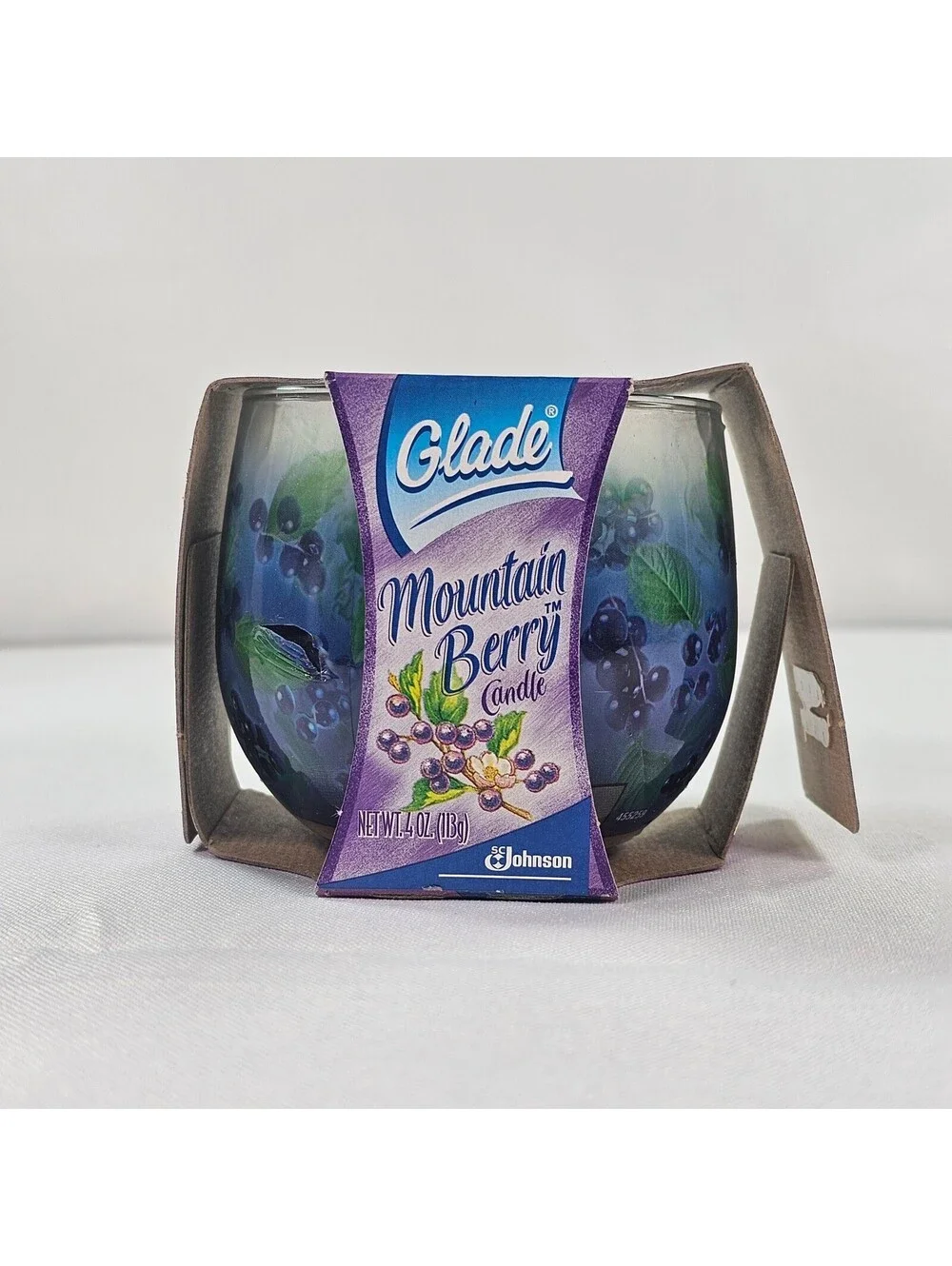 Glade Mountain Berry Scented Candle 4 oz Jar Blue Purple Vintage SC Discontinued